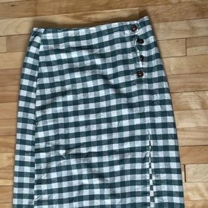 Mini checkered skirt, body-con skirt with a slit